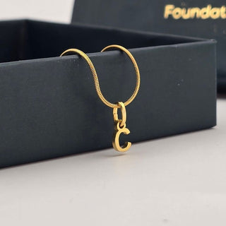 Initial Charm Pendant Necklace - Her Initial in Gold - Foundation Gift