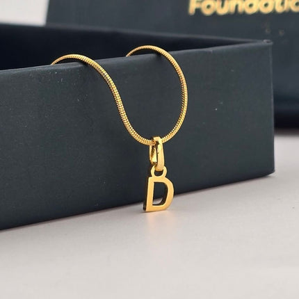 Initial Charm Pendant Necklace - Her Initial in Gold - Foundation Gift