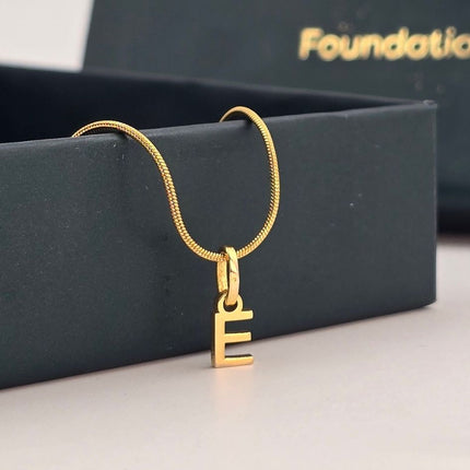 Initial Charm Pendant Necklace - Her Initial in Gold - Foundation Gift