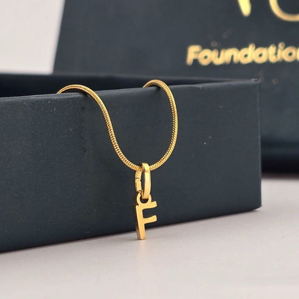 Initial Charm Pendant Necklace - Her Initial in Gold - Foundation Gift