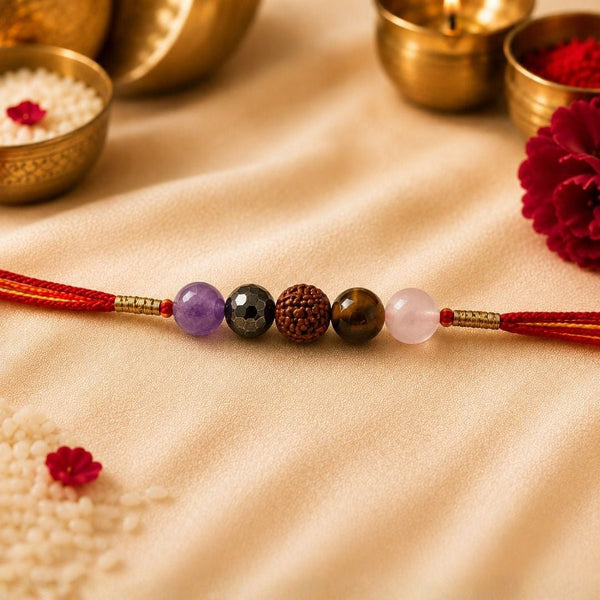 Natural Stones with Rudrakash Rakhi - Foundation Gift