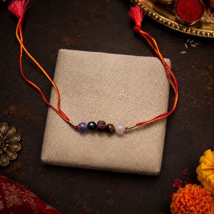 Natural Stones with Rudrakash Rakhi - Foundation Gift