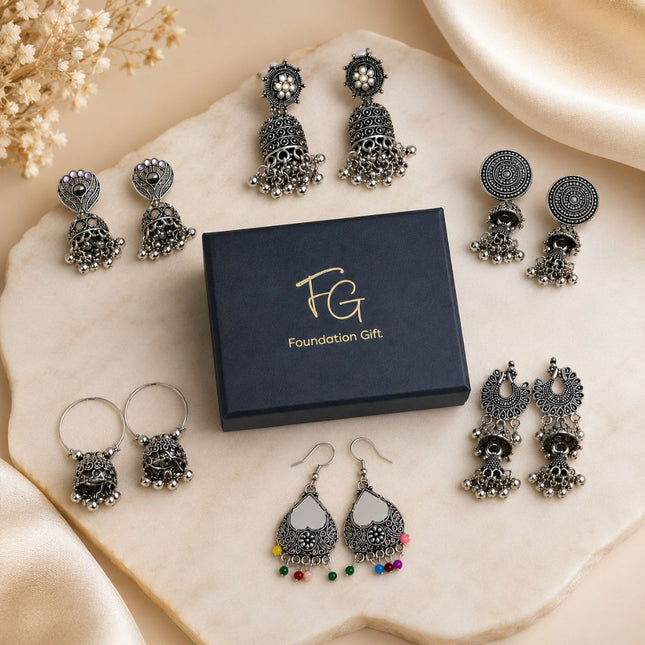 Oxidised Chandbali Jhumka Set - Foundation Gift