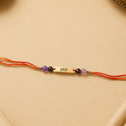 Personalised Spiritual Name Rakhi with 4 Natural Stones - Foundation Gift