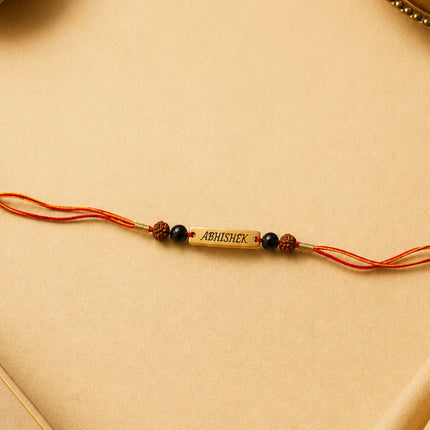 Personalised Spiritual Name Rakhi with Pyrite & Rudrakash - Foundation Gift