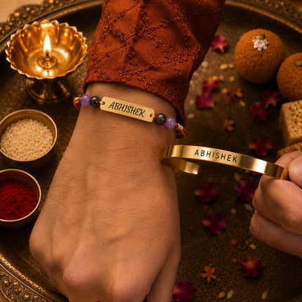 Personalised Spiritual Rakhi & Bracelet Gift Set - Foundation Gift
