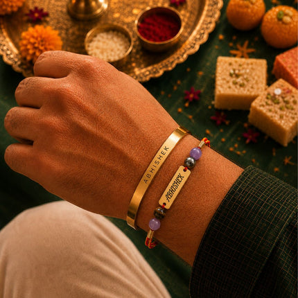 Personalised Spiritual Rakhi & Bracelet Gift Set - Foundation Gift