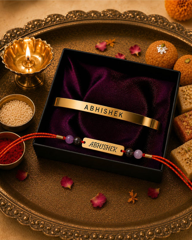 Personalised Spiritual Rakhi & Bracelet Gift Set - Foundation Gift