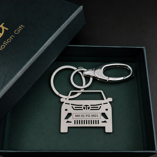 Personalised Tata Harrier EV Keychain – Custom Car Accessory - Foundation Gift