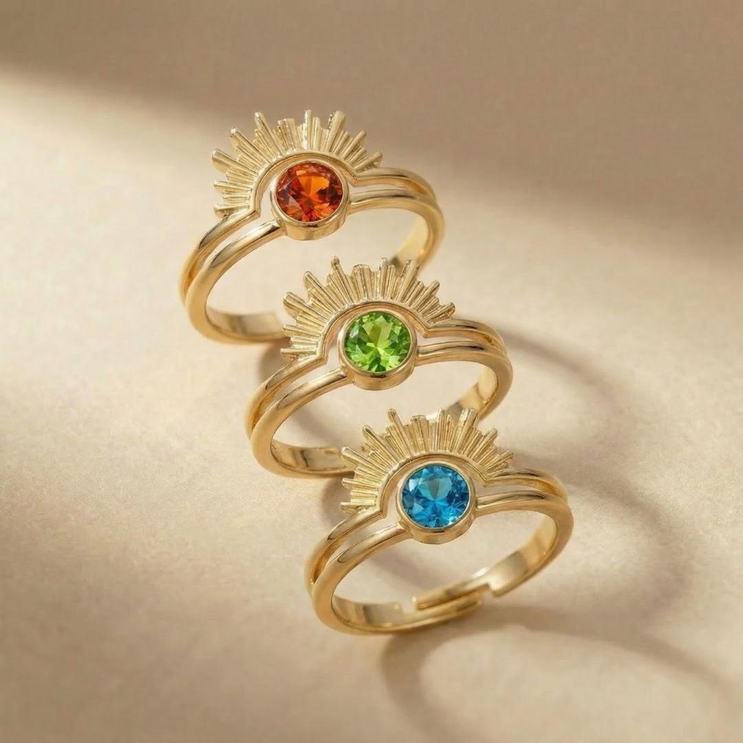 Radiant halo birthstone ring Dhanteras gift for wife India 2026