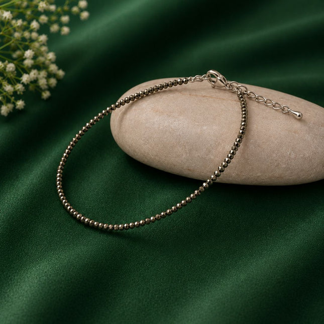 Raw Pyrite Adjustable Anklet – Prosperity & Money Magnet - Foundation Gift