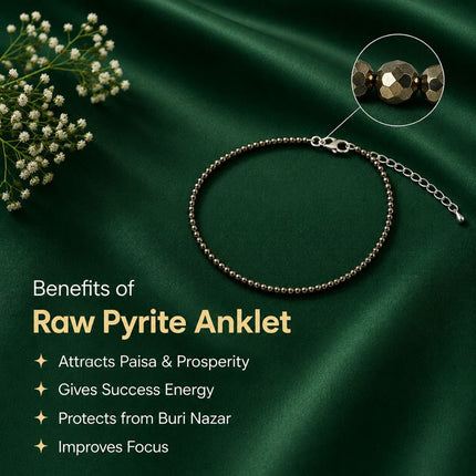 Raw Pyrite Adjustable Anklet – Prosperity & Money Magnet - Foundation Gift
