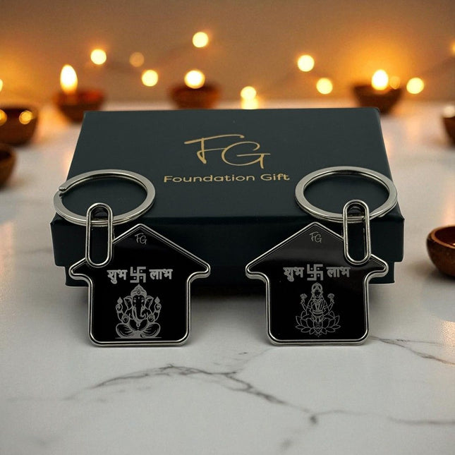 Shubh Labh House Keychain Set - Auspicious Gift - Foundation Gift