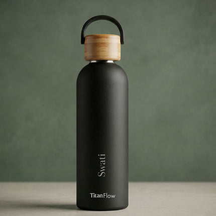 TitanFlow Personalised Bamboo Sip Bottle: Custom Engraved Hydration Gift - Foundation Gift