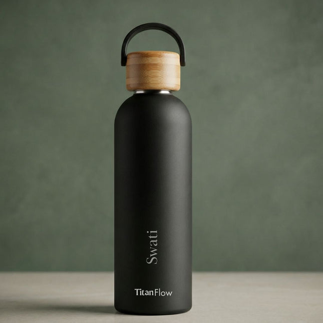 TitanFlow Personalised Bamboo Sip Bottle: Custom Engraved Hydration Gift - Foundation Gift