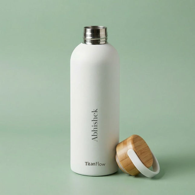 TitanFlow Personalised Bamboo Sip Bottle: Custom Engraved Hydration Gift - Foundation Gift