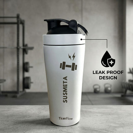TitanFlow Personalised Protein Shaker Bottle | Stainless Steel - Foundation Gift