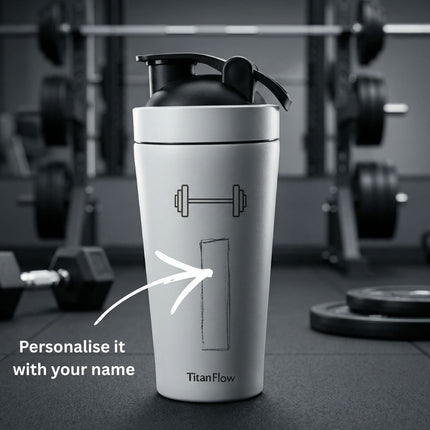 TitanFlow Personalised Protein Shaker Bottle | Stainless Steel - Foundation Gift