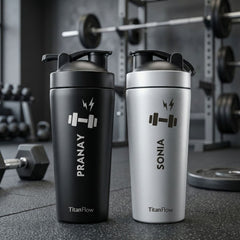 TitanFlow Personalised Protein Shaker Bottle | Stainless Steel - Foundation Gift