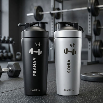 TitanFlow Personalised Protein Shaker Bottle | Stainless Steel - Foundation Gift