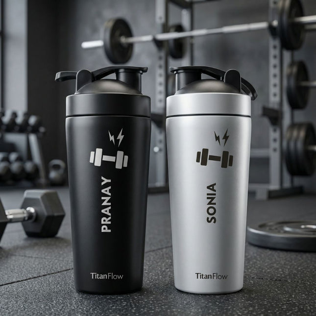 TitanFlow Personalised Protein Shaker Bottle | Stainless Steel - Foundation Gift