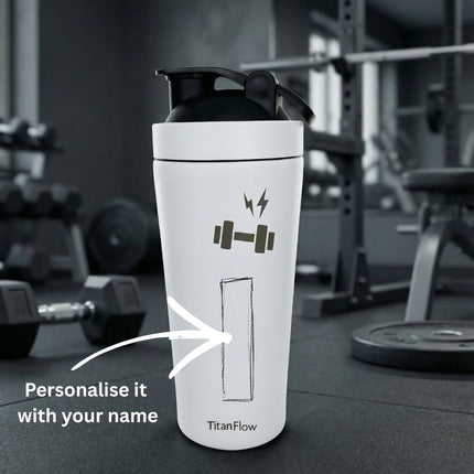 TitanFlow Personalised Protein Shaker Bottle | Stainless Steel - Foundation Gift