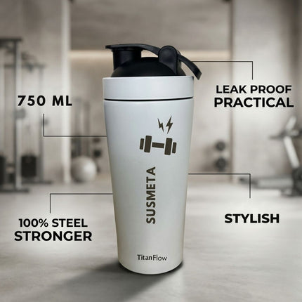 TitanFlow Personalised Protein Shaker Bottle | Stainless Steel - Foundation Gift