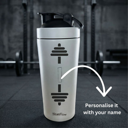 TitanFlow Personalised Protein Shaker Bottle | Stainless Steel - Foundation Gift