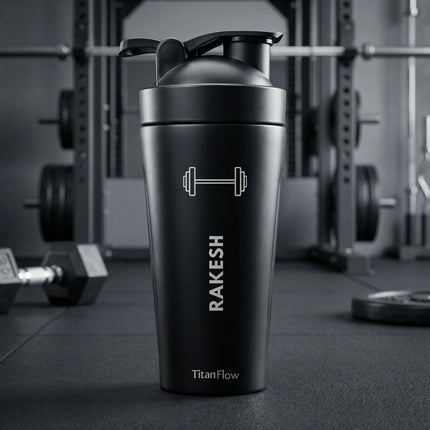 TitanFlow Personalised Protein Shaker Bottle | Stainless Steel - Foundation Gift
