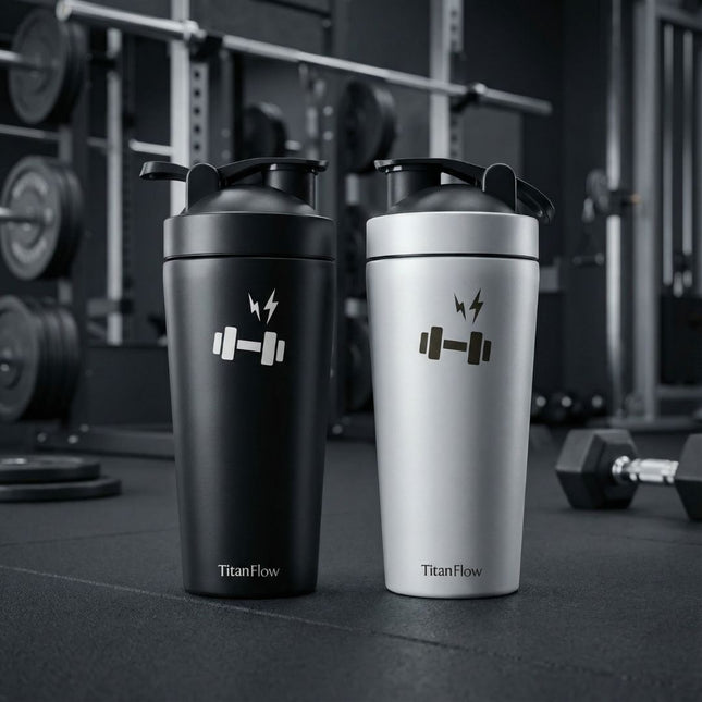 TitanFlow Protein Shaker Bottle | Stainless Steel - Foundation Gift