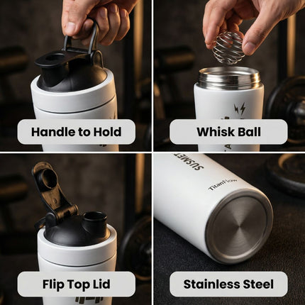 TitanFlow Protein Shaker Bottle | Stainless Steel - Foundation Gift