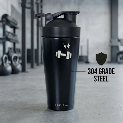 TitanFlow Protein Shaker Bottle | Stainless Steel - Foundation Gift