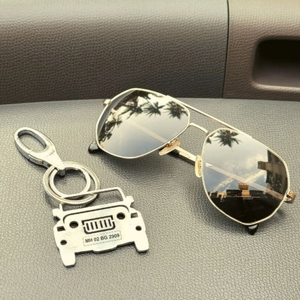 Custom Personalised Car Keychain with Name & Number